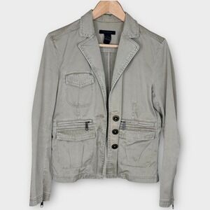 Y2K The Limited Womens Military Utility Jacket‎ Cotton Button Zip Pockets Small